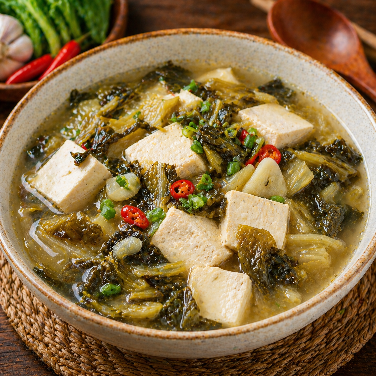 Kuah Sawi Asin + Tahu Kedai Tiga Nyonya
